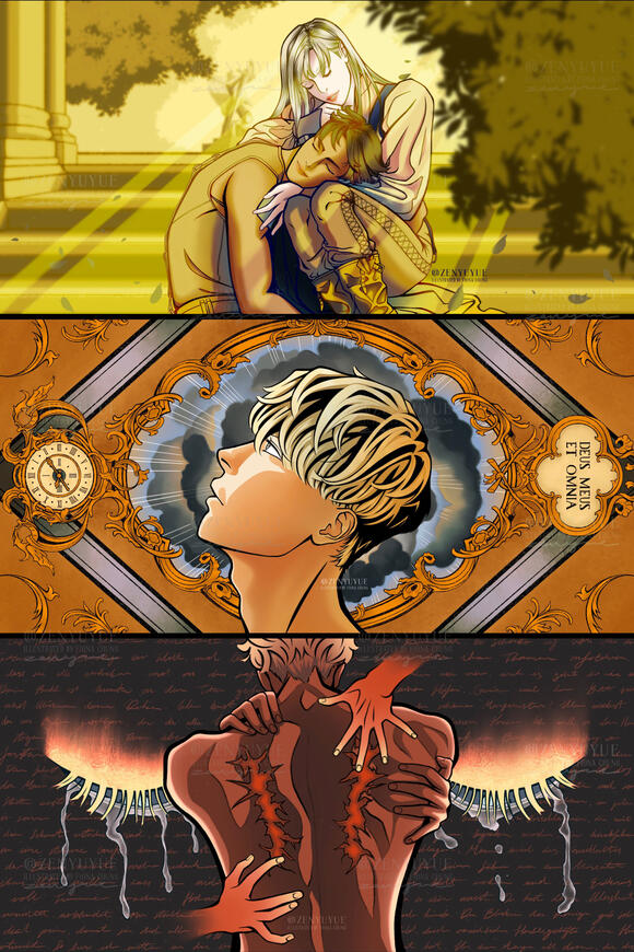 Huevember 2023 In order: 1. Friendship/reunion, 2. Fresco, 3. Scar(s) (original characters)